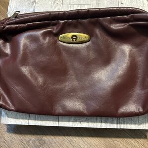 Etienne Aigner Rich Brown Clutch with Gold Accent
